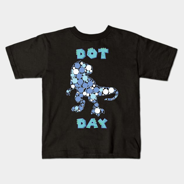 International Dot Day Blue Polka Dot T Rex Dinosaur Kids Kids T-Shirt by PaulAksenov